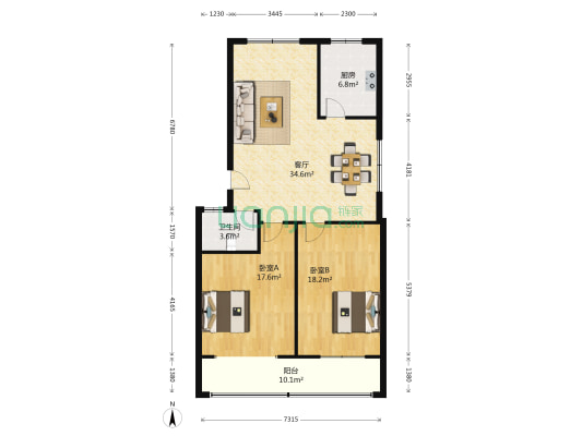 岱宗佳苑 2室1厅1卫 102平方