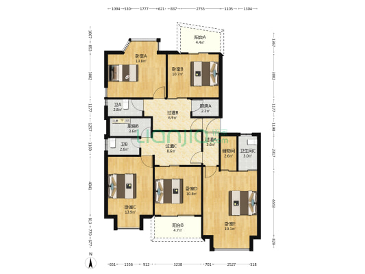 银河湾小区 5室0厅3卫 130平方