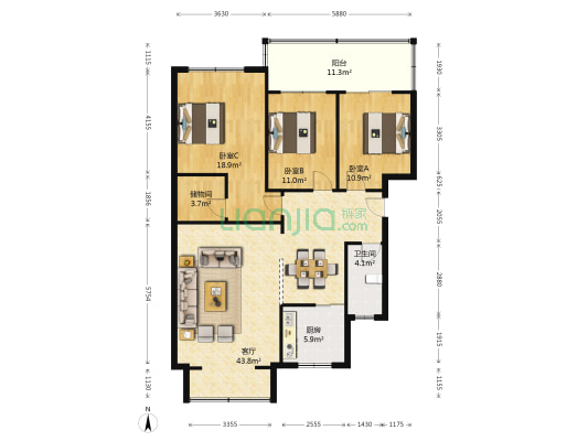 奎光路481号 3室1厅1卫 110平方