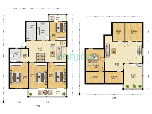 金球新村小区 5室2厅2卫 147平方