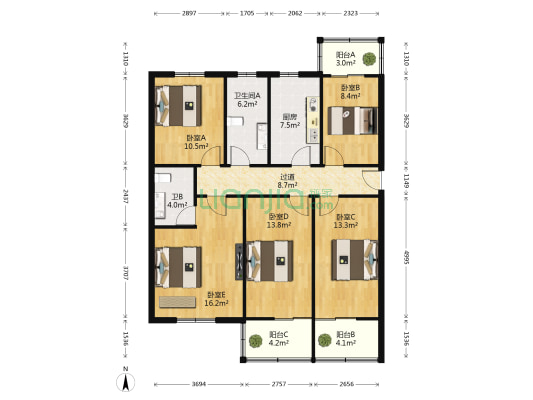 经开区蛟桥派出所宿舍 5室0厅2卫 110平方