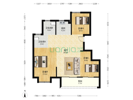 青澜邸 3室1厅2卫 98平方