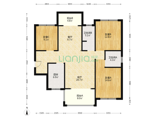 辉宏·雅文公馆 3室2厅2卫 118平方