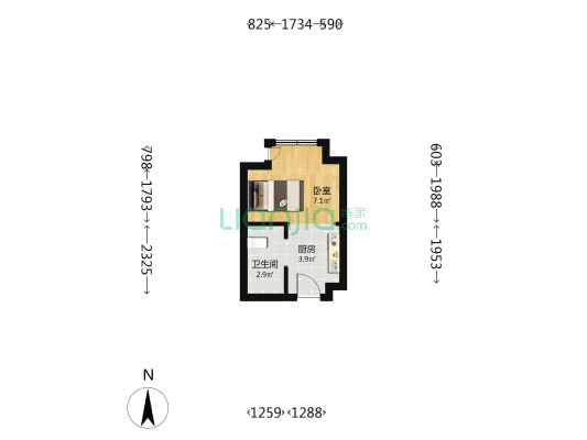 新城吾悦广场 1室0厅1卫 24平方