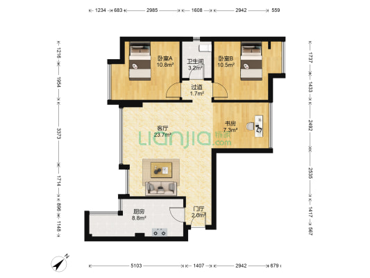 鼎犀名城 3室1厅1卫 78平方