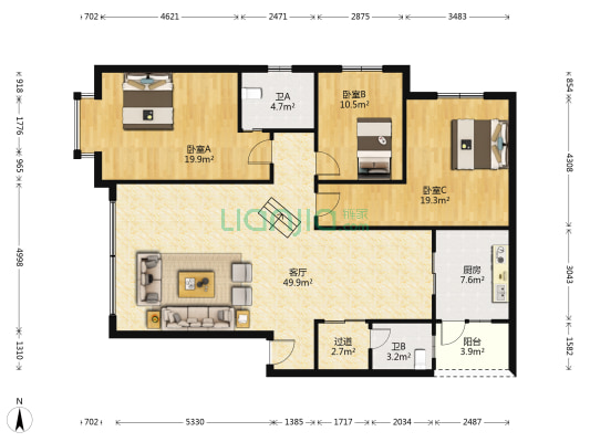 新生街79号 3室1厅2卫 142平方