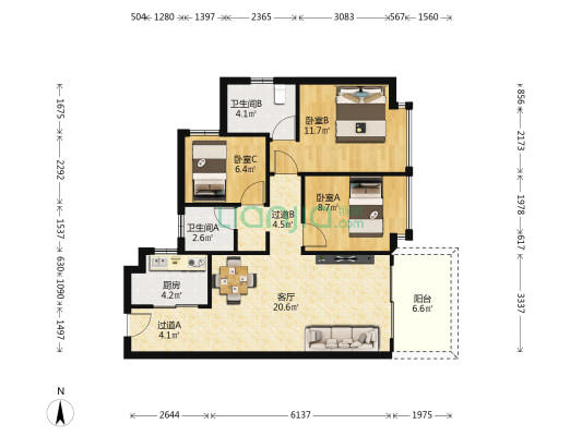 卓越弥敦道御府 3室1厅2卫 92平方
