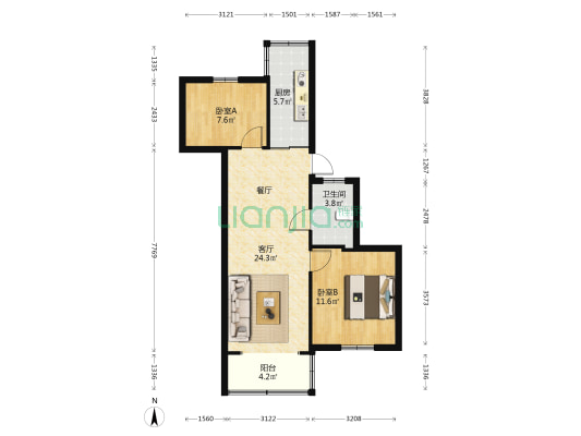 胜利路 2室1厅1卫 69平方