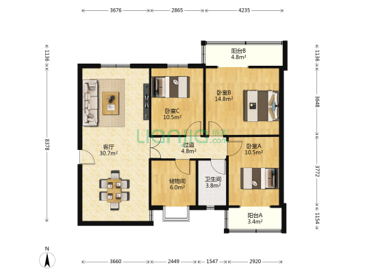 永宁小区56号家属院 3室1厅1卫 98平方