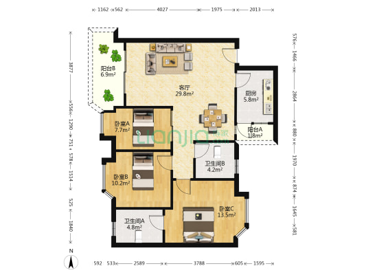 鹿儿岛 3室1厅2卫 98平方