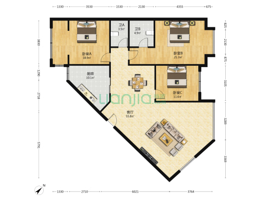 春天雅庭 3室1厅2卫 146平方