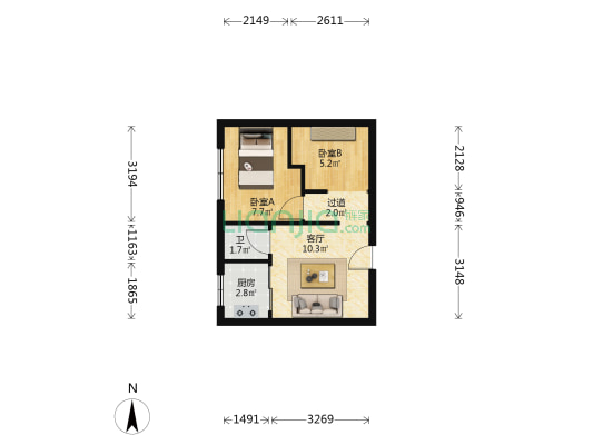 兰石商场家属楼 2室1厅1卫 30平方