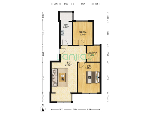 莲香园 1室1厅0卫 85平方