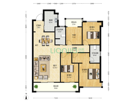 新城雅樾 4室1厅2卫 143平方