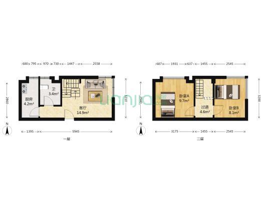 万晟爱琴海 2室1厅1卫 45平方