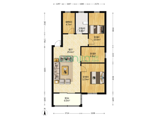 站塘新村 3室1厅1卫 91平方