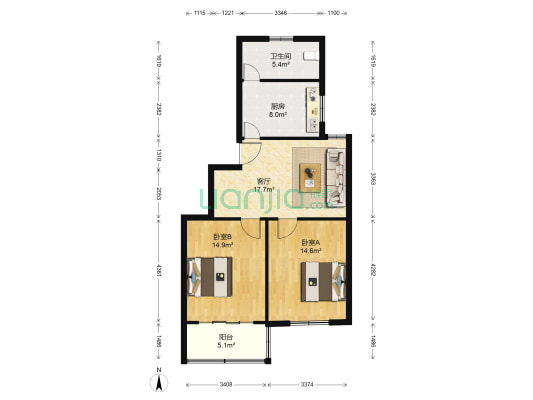 宝仪花苑 2室1厅1卫 81平方