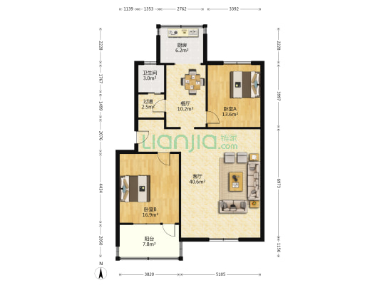千佛山东二路8号 2室2厅1卫 122平方