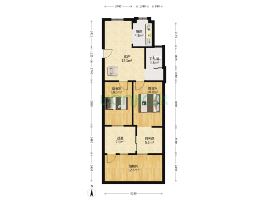 雨山六村 2室1厅1卫 63平方