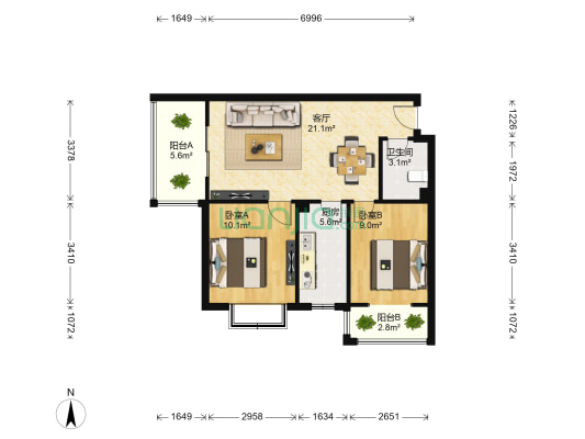 新禧园 2室1厅1卫 76平方