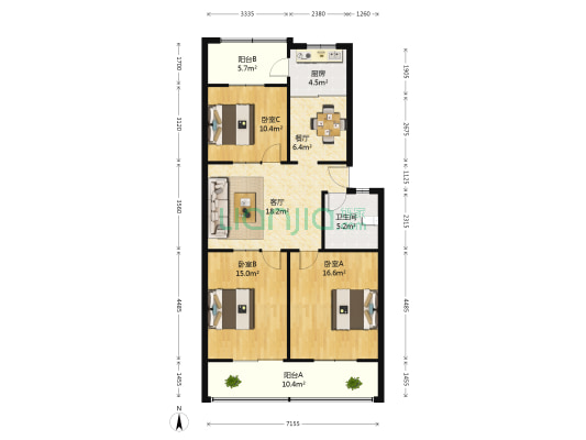 旧八中家属楼 3室2厅1卫 112平方