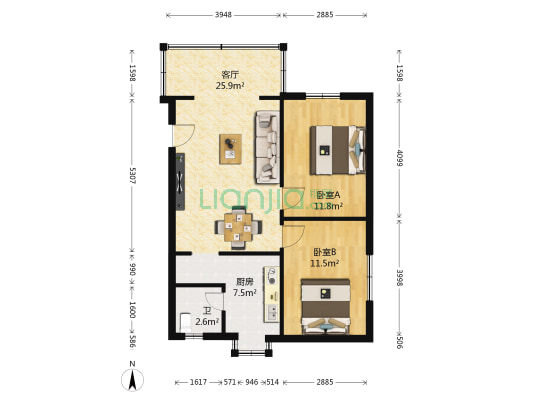 电台巷 2室1厅1卫 72平方
