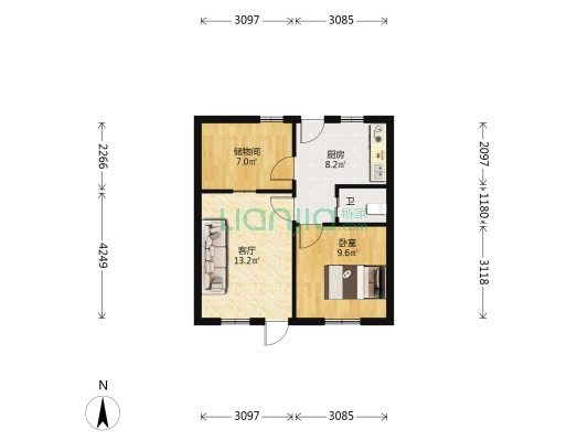 中山小区南区 1室1厅1卫 51平方