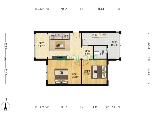 白云南路42号 2室1厅1卫 66平方