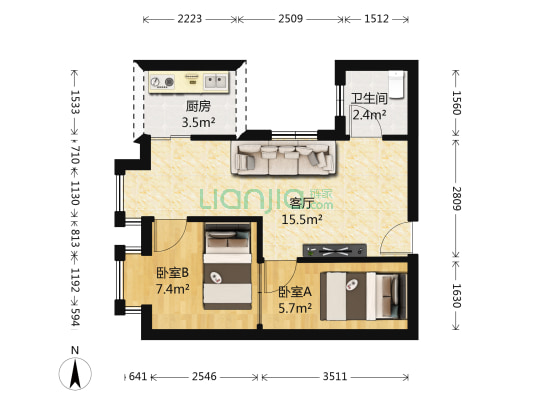 康明楼 2室1厅1卫 41平方