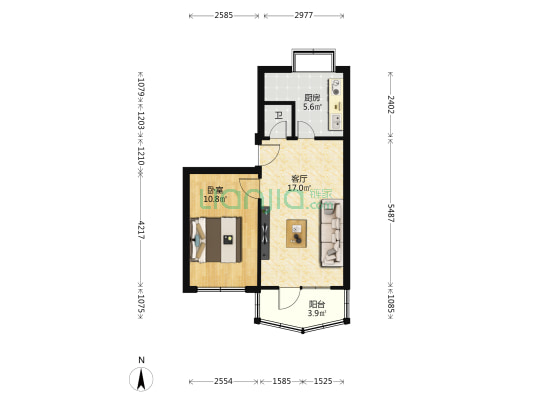 兰州商学院家属院 1室1厅1卫 47平方