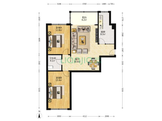 至诚新居 2室1厅1卫 101平方