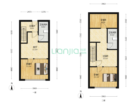 富华大厦 3室1厅2卫 49平方