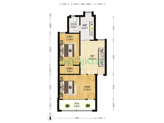 都司前街 2室1厅1卫 76平方