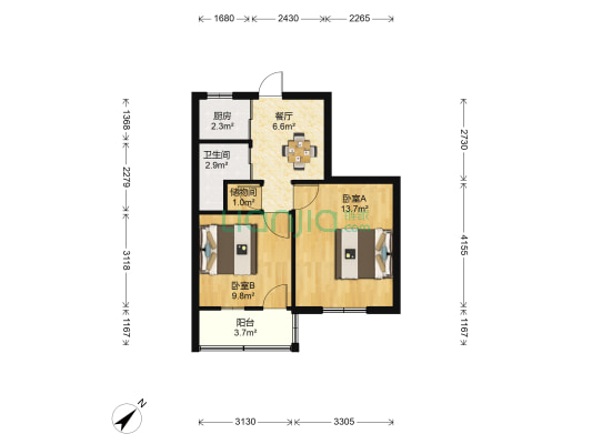 惠钱路李巷 2室1厅1卫 54平方