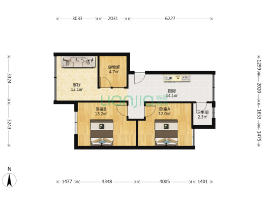 罗汉营87号 2室1厅1卫 71平方