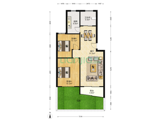 馨华苑 2室1厅1卫 86平方