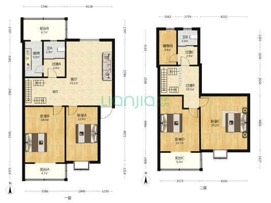 佳河园 4室1厅2卫 183平方