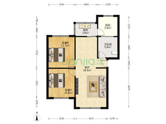 测绘队家属区 2室1厅1卫 79平方