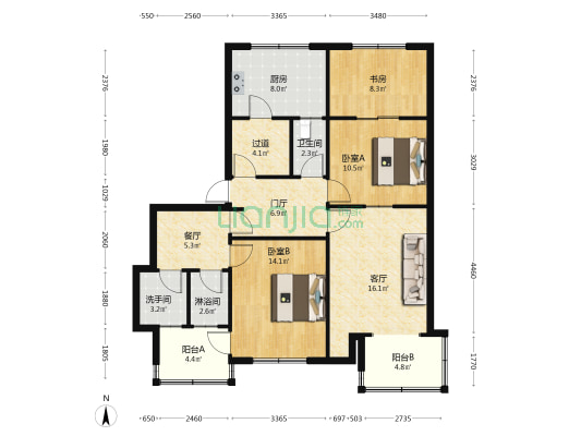 朝阳路15号院 3室2厅3卫 97平方