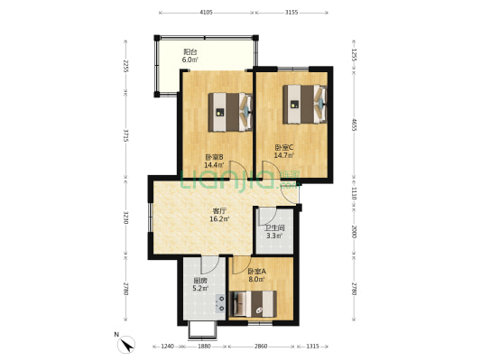树藩大街528号院 3室1厅1卫 81平方