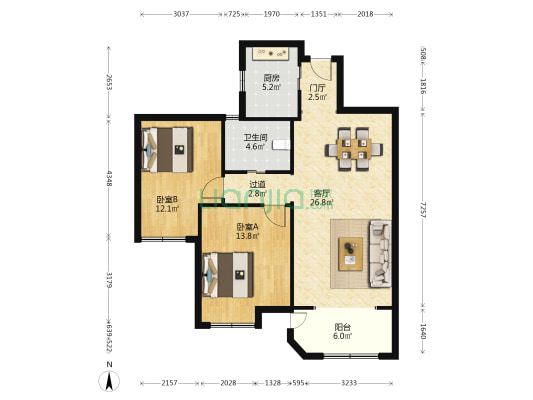 上海假日三期 2室1厅1卫 91平方