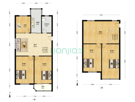 人民东路61号 5室1厅1卫 114平方