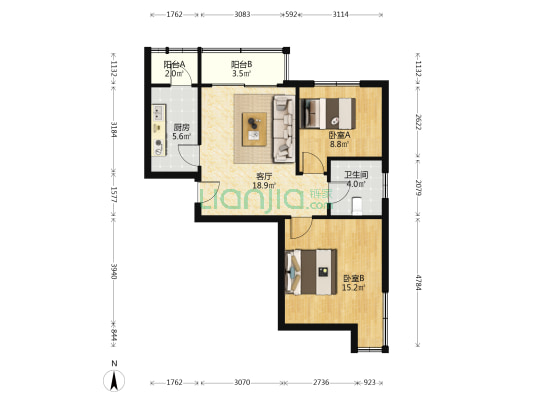 金玉园东区 2室1厅1卫 77平方