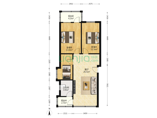 翠竹路北巷18号 3室1厅1卫 80平方