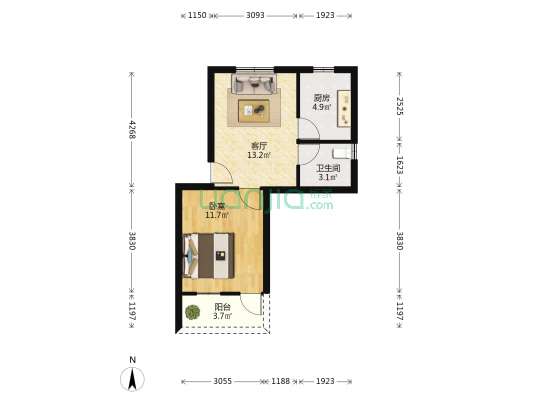 银河新村 1室1厅1卫 46平方