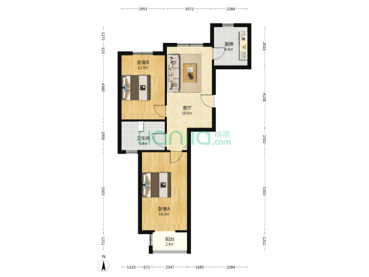 裕达欣园 2室1厅1卫 84平方