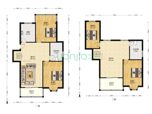 香山花园 3室2厅2卫 187平方