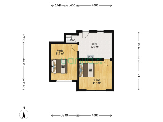 富锦街 2室0厅1卫 60平方