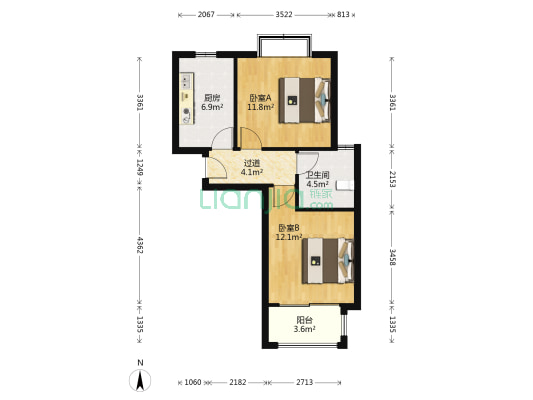 爱博四村 2室0厅1卫 59平方