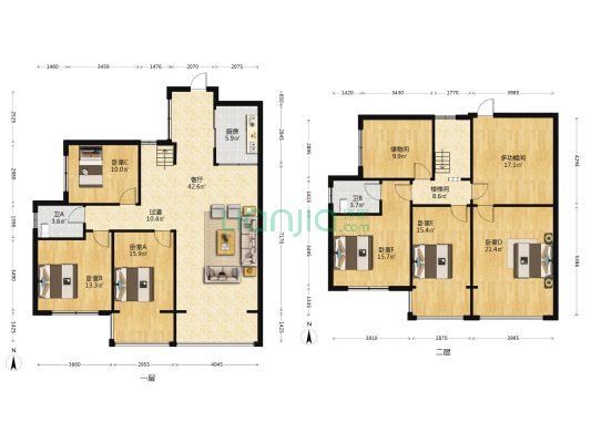 松花江路124号 7室1厅2卫 178平方